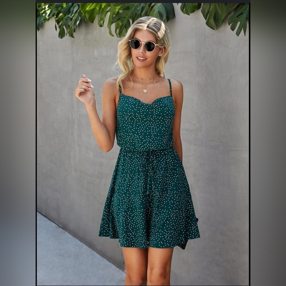 Polka dot backless cami dress